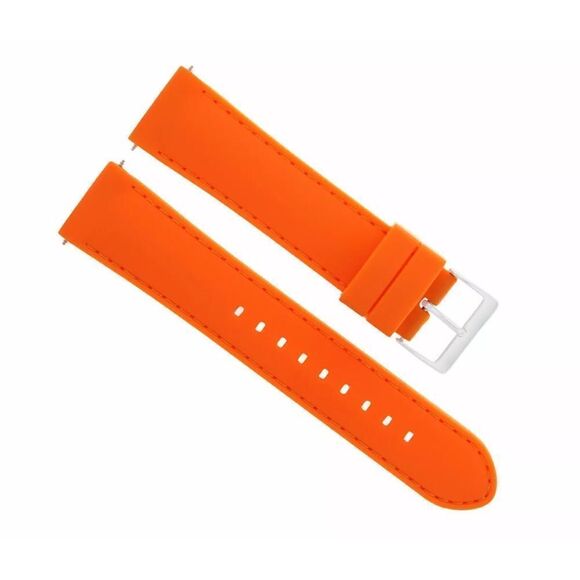NWT Fossil Orange Watch Strap Belt Silicone Silver Buckle - Picture 8 of 10
